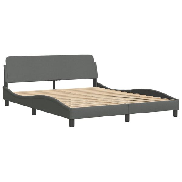 vidaXL Bed Frame "Dover" Dark Grey 152x203 cm Queen Fabric