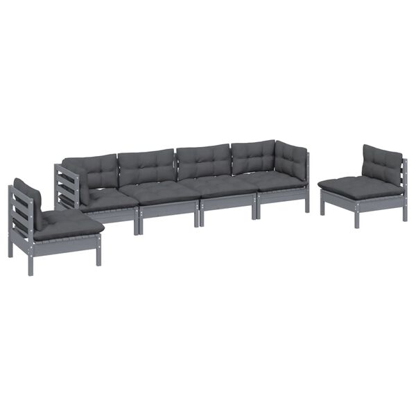 vidaXL 6 Piece Garden Lounge Set with Cushions Solid Pinewood
