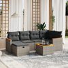vidaXL 6 Piece Garden Sofa Set with Cushions Grey Poly Rattan