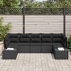 vidaXL Garden Sofa Set with Storage 7 pcs Black Poly rattan