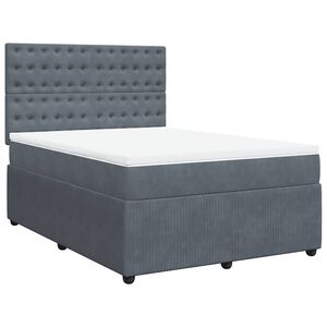 vidaXL Box Spring Bed with Mattress Dark Grey Queen Velvet