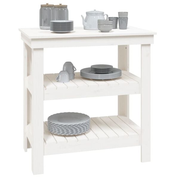 vidaXL Work Bench White 78.5x50x80 cm Solid Wood Pine