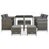 vidaXL 9 Piece Outdoor Dining Set with Cushions Poly Rattan Grey