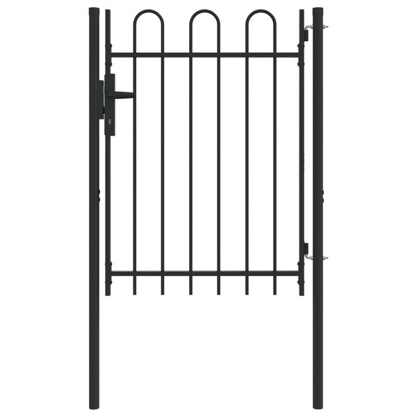 vidaXL Fence Gate Boxtel Single Door with Arched Top Steel 1x1.2 m Black