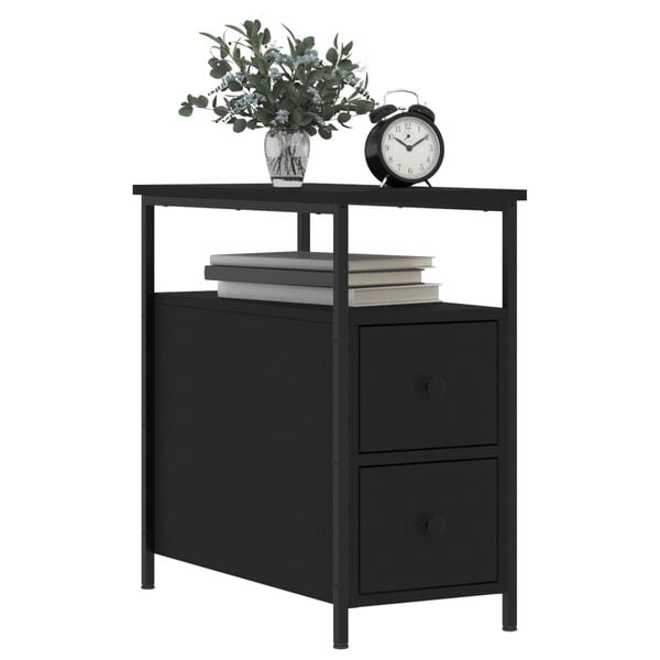 vidaXL Bedside Cabinet Black 30x60x60 cm Engineered Wood
