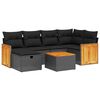 vidaXL 7 Piece Garden Sofa Set with Cushions Black Poly Rattan