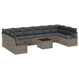vidaXL Garden Sofa Set 11 pcs Light Grey Poly Rattan