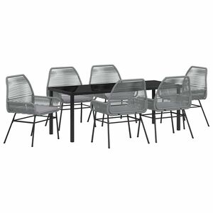 vidaXL Garden Dining Set with Cushion 7 pcs Grey Poly Rattan