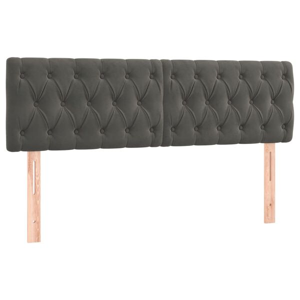 vidaXL Headboards Dark Grey 144x7x78/88 cm Velvet