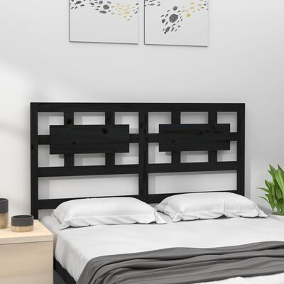 vidaXL Bed Headboard Black 155.5x4x100 cm Solid Wood Pine