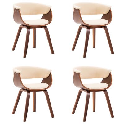 vidaXL Dining Chairs 4 pcs Cream Bent Wood and Faux Leather