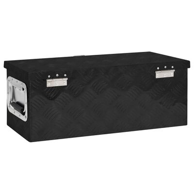 vidaXL Storage Box Black 60x23.5x23 cm Aluminium