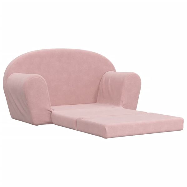 vidaXL Kids' Sofa Bed 2-Seater Pink Soft Plush