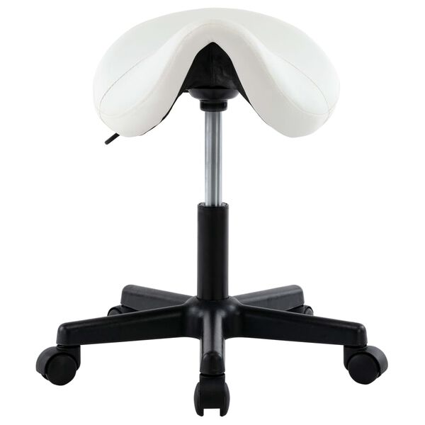 vidaXL Work Stool White Faux Leather