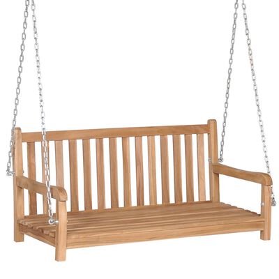 vidaXL Swing Bench with Taupe Cushion 120 cm Solid Teak Wood