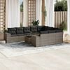 vidaXL 11 Piece Garden Sofa Set with Cushions Grey Poly Rattan