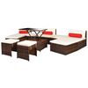 vidaXL 10 Piece Garden Lounge Set with Cushions Poly Rattan Brown