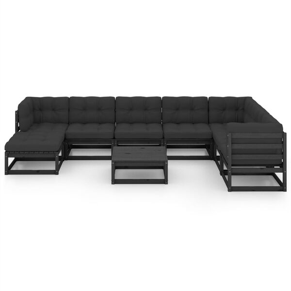 vidaXL 9 Piece Garden Lounge Set with Cushions Solid Pinewood