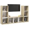 vidaXL TV Cabinets 3 pcs White and Sonoma Oak 107x35x37 cm Engineered Wood