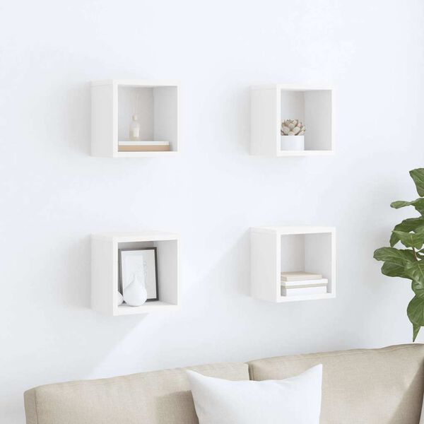 vidaXL Wall Cube Shelves 4 pcs White 22x15x22 cm