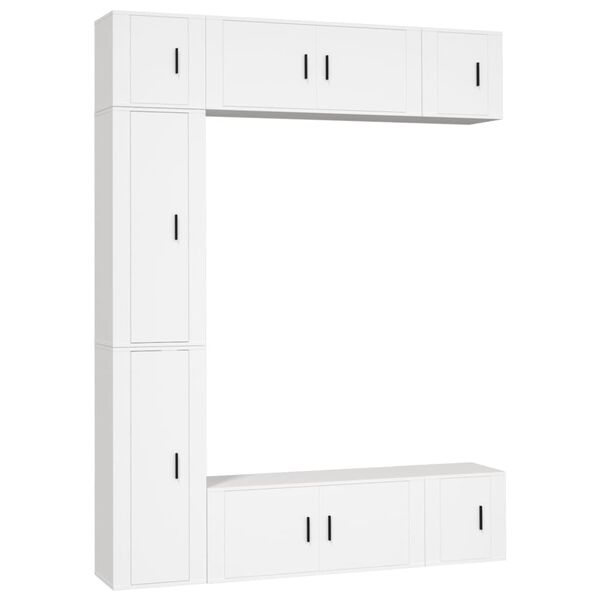 vidaXL 7 Piece TV Cabinet Set White Engineered Wood