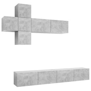 vidaXL 7 Piece TV Cabinet Set Concrete Grey Engineered Wood