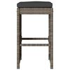 vidaXL Garden Bar Stools with Cushions 4 pcs Grey Poly Rattan