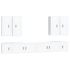 vidaXL 8 Piece TV Cabinet Set White Engineered Wood