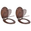 vidaXL Toilet Seats with Soft Close Lids 2 pcs MDF Brown