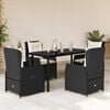 vidaXL 5 Piece Garden Dining Set with Cushions Black Poly Rattan