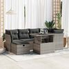 vidaXL 7 Piece Garden Sofa Set with Cushions Grey Poly Rattan