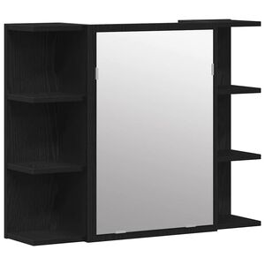 vidaXL Mirror Cabinet Black oak 80 x 20.5 x 64 cm Engineered Wood