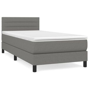 vidaXL Box Spring Bed with Mattress Dark Grey 100x200 cm Fabric