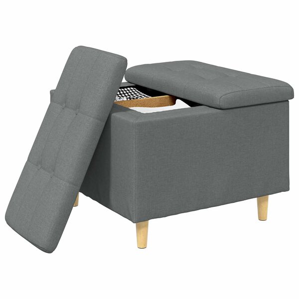 vidaXL Button Stool with Cushion Dark Grey 60 x 60 x 45 cm Fabric
