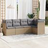vidaXL 5 Piece Garden Sofa Set with Cushions Beige Poly Rattan