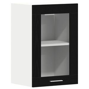 vidaXL Hanging Glass Cabinet Black Oak 40x31x60 cm Engineered Wood