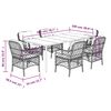 vidaXL 7 Piece Garden Dining Set with Cushions Black Poly Rattan