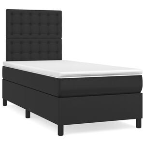 vidaXL Box Spring Bed with Mattress Black 106x203 cm King Single Size Faux Leather