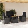 vidaXL 4 Piece Garden Dining Set with Cushions Black Poly Rattan
