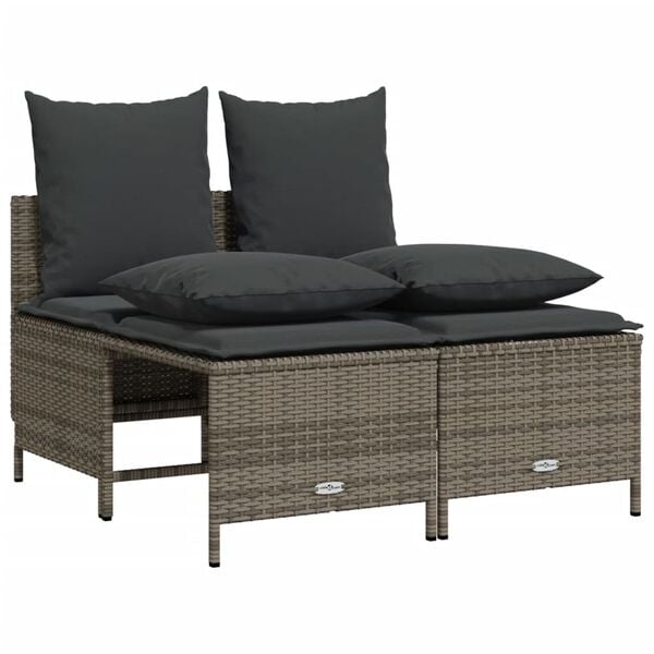 vidaXL 4 Piece Garden Sofa Set with Cushions Grey Poly Rattan