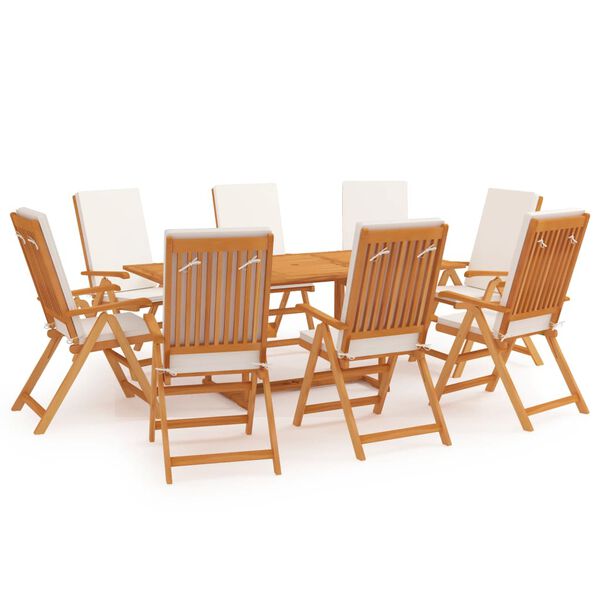 vidaXL 9 Piece Garden Dining Set with Cushions Solid Teak Wood