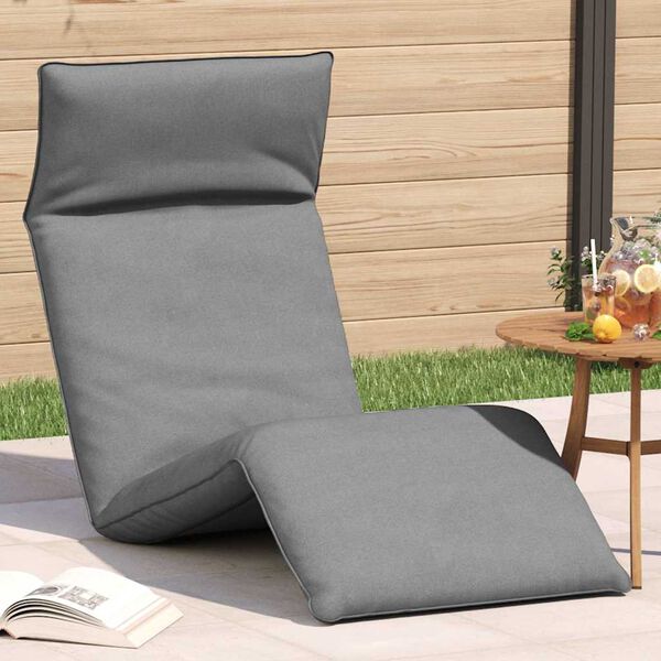 vidaXL Folding Sun lounger Grey 175x54x8.5 cm Oxford Fabric