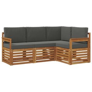 vidaXL Sofa Sets 4 pcs Natural and Anthracite Solid Acacia Wood