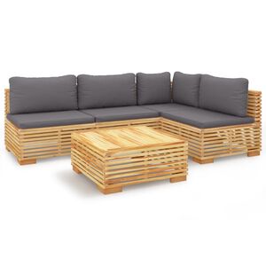 vidaXL 5 Piece Garden Lounge Set with Cushions Solid Teak Wood