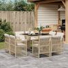 vidaXL 9 Piece Garden Dining Set with Cushions Beige Poly Rattan