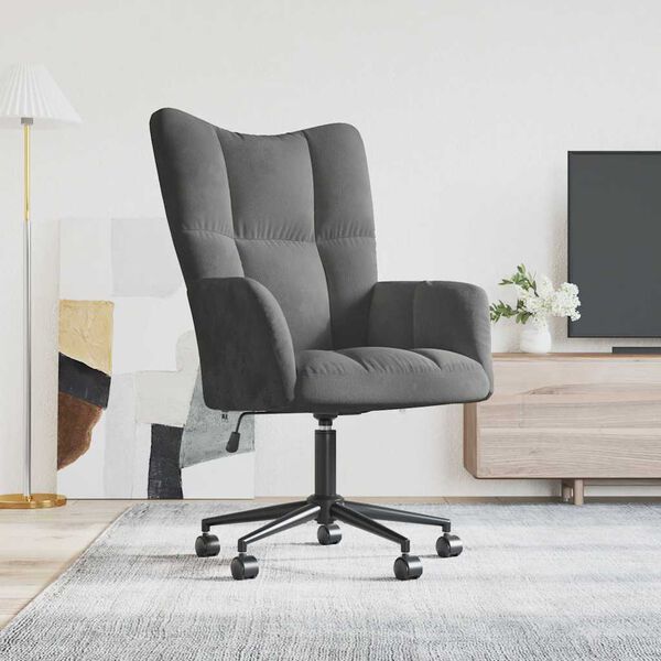 vidaXL Relaxing Chair Dark Grey Velvet