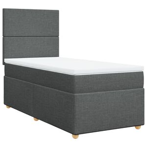 vidaXL Box Spring Bed with Mattress Dark Grey King Single Fabric