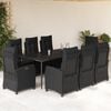 vidaXL 9 Piece Garden Dining Set with Cushions Black Poly Rattan