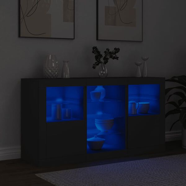 vidaXL Sideboard with LED Lights Black 123x37x67 cm