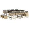 vidaXL 13 Piece Garden Dining Set with Cushions Mix Beige Poly Rattan